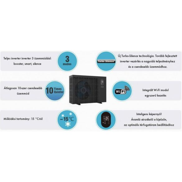 Fairland Inver-X Turbo Silence IXCR110T medence hőszivattyú, Wifi, 35.0 kW