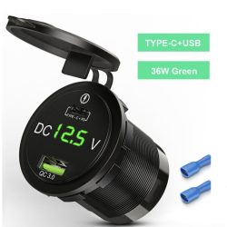   Autós Dual USB töltőaljzat, 12V - 24V gyorstöltés, 4,2 A, LED voltmérővel