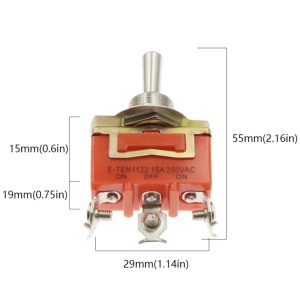 12mm-es billenőkapcsoló, 15A, 250V, AC, 3 PIN + védőszilikon
