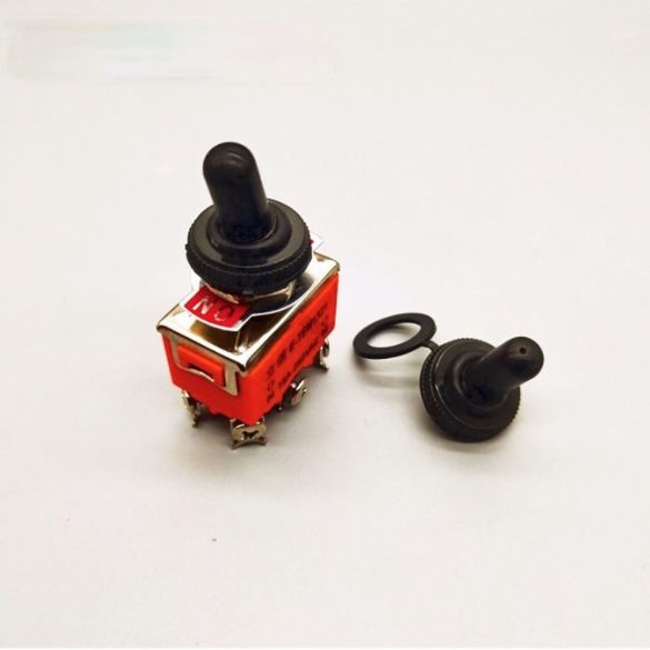 12mm-es billenőkapcsoló, 15A, 250V, AC, 3 PIN + védőszilikon