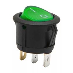   Round Rocker Switch LED megvilágítású autós műszerfalkapcsoló, zöld