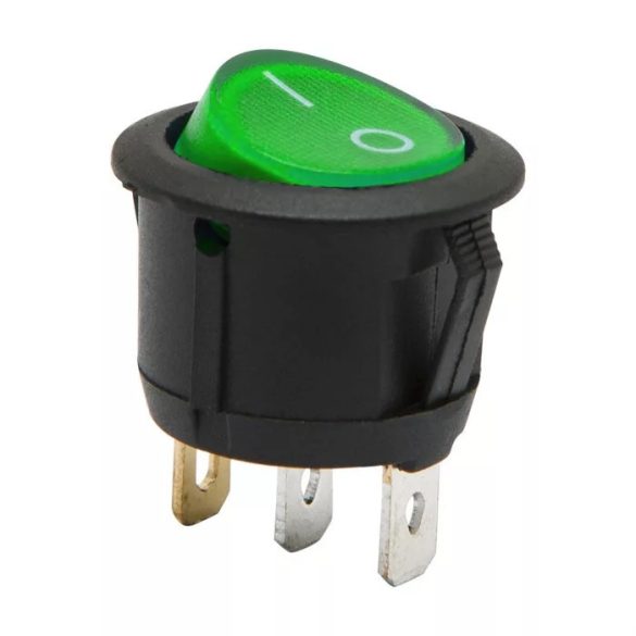 Round Rocker Switch LED megvilágítású autós műszerfalkapcsoló, zöld