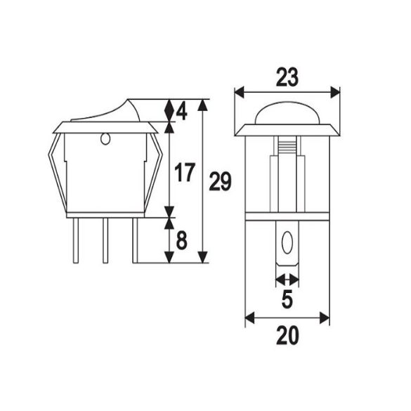 Round Rocker Switch LED megvilágítású autós műszerfalkapcsoló, zöld