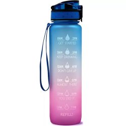 Motivációs sport kulacs 1000 ml, kék/rózsaszín