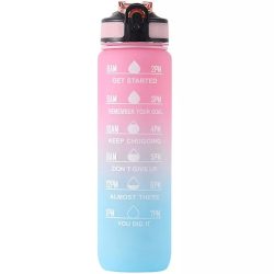 Motivációs sport kulacs 1000 ml, rózsaszín/kék