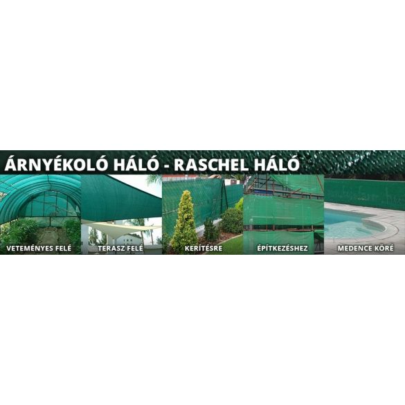 Rachel Árnyékoló háló, kerítésre, ULTRALIGHTTEX, 3 x 50m, 30%-os takarás, zöld