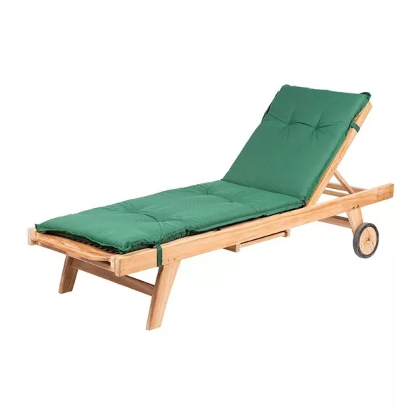 Napozóágy párna, Verde, zöld, 119 x 60 x 6 / 71 x 60 x 6 cm, 52% poliészter / 48% pamut, rögzítőpánttal, kötözőkkel rögzíthető