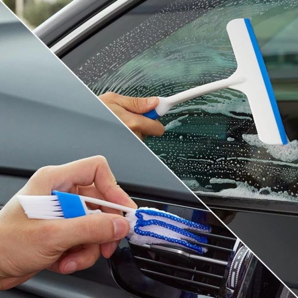 14 részes autó tisztító készlet, külső és belső tisztításhoz, táskával, kék, WOOZE Car Cleaner Set 