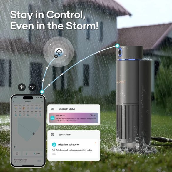 Aiper IrriSense robot gyeplocsoló, 222-445m2, locsolási távolság: 12m, kábel távolság: 10m, vízállóság: IPX6