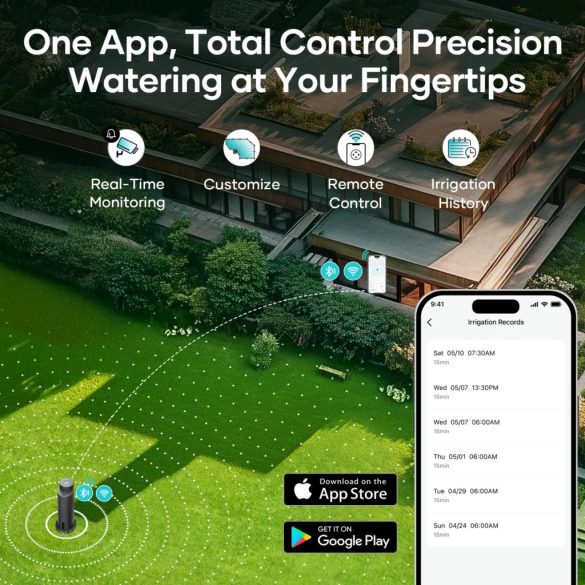 Aiper IrriSense robot gyeplocsoló, 222-445m2, locsolási távolság: 12m, kábel távolság: 10m, vízállóság: IPX6