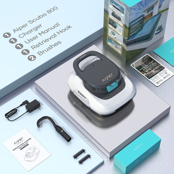 Aiper Scuba 800 SE Elite White akkumulátoros medencetisztító robot, fehér, 80 m2, szűrőkosár: 2 l