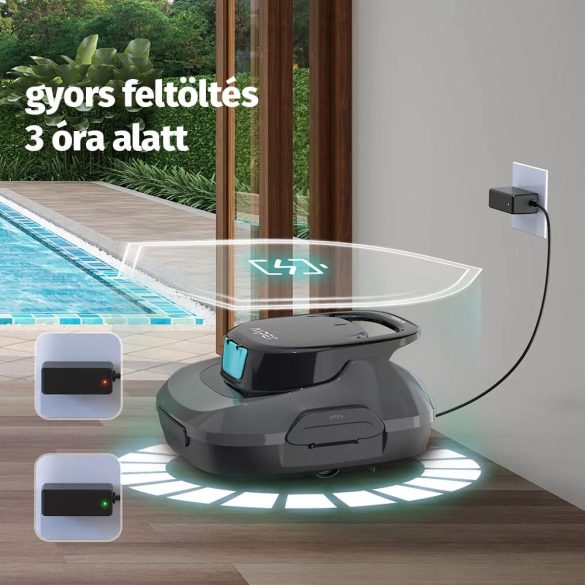 Aiper Scuba SE akkumulátoros medencetisztító robot, 80 m2, 75 l/perc, szűrőkosár: 2 l