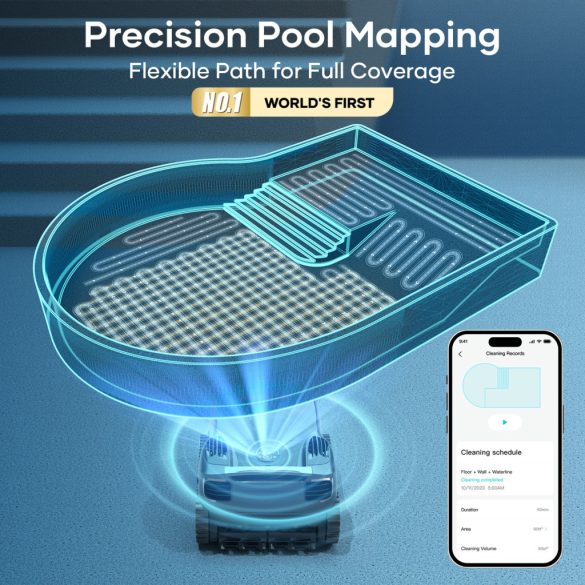 Aiper Scuba X1 Pro Max akkumulátoros medencetisztító robot, 300 m2, 533 l/perc, szűrőkosár: 5 l