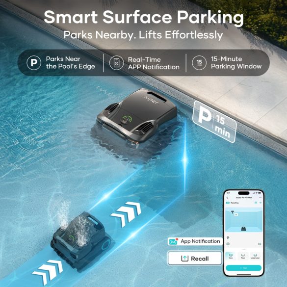 Aiper Scuba X1 Pro Max akkumulátoros medencetisztító robot, 300 m2, 533 l/perc, szűrőkosár: 5 l