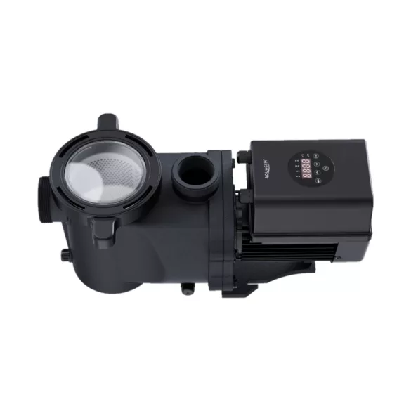Inverteres medence szivattyú, Aquagem InverEco DE15, digitális vezérlés, 30–100% teljesítményszabályzás, 4 programozható időzítés, érintőkijelző, visszamosás funkció, 0,66 kW, 21 m3/h