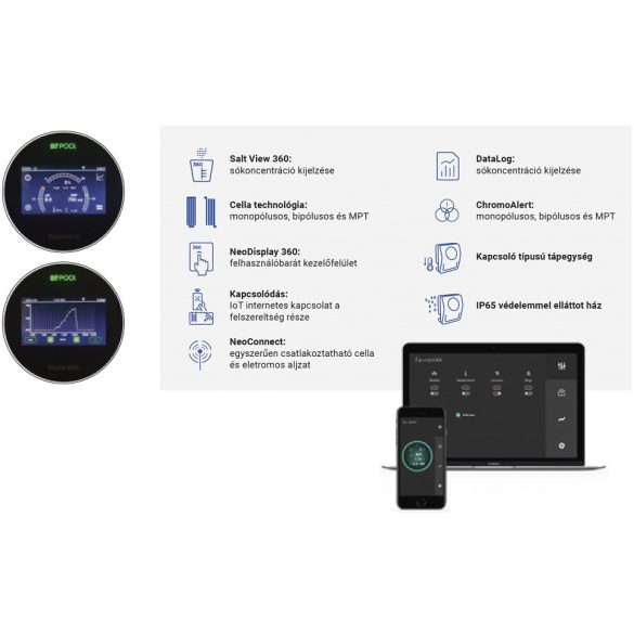 EVO Touch Link Sóbontó készülék, ph + redox + hőmérséklet szabályozóval, smart funkció, 15g/óra, 50m3-ig