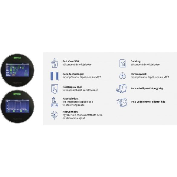 EVO Touch Sóbontó készülék, ph + redox + hőmérséklet szabályozóval, 25g/óra, 100m3-ig