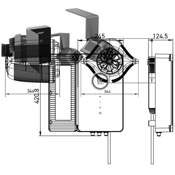 Ellenáramoltató, Fairland Surfing SwimJet M120, 344 × 364 × 281 mm, szürke, inverteres PMSM motorral, érintőképernyős vezérléssel, 0.5 kW