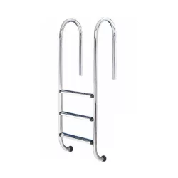   Medence létra, AISI304, kis ívű, 3 fokos, ezüst, rozsdamentes acél, csúszásmentes, ergonomikus (AS-110003)