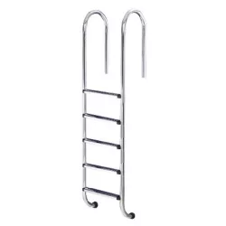   Medence létra, AISI304, kis ívű, 5 fokos, ezüst, rozsdamentes acél, csúszásmentes, ergonomikus (AS-110005)