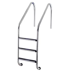   Medence létra, AISI304, nagy ívű, 3 fokos, ezüst, rozsdamentes acél, csúszásmentes, ergonomikus (AS-111003)