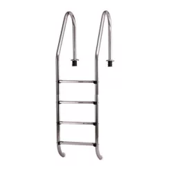   Medence létra, AISI304, nagy ívű, 4 fokos, ezüst, rozsdamentes acél, csúszásmentes, ergonomikus (AS-111004)