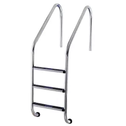   Medence létra, AISI316, nagy ívű, 3 fokos, ezüst, rozsdamentes acél, csúszásmentes, ergonomikus (AS-111013)