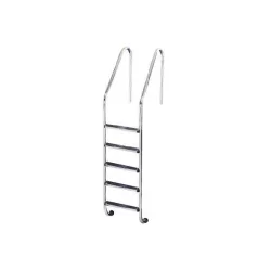   Medence létra, AISI316, nagy ívű, 5 fokos, ezüst, rozsdamentes acél, csúszásmentes, ergonomikus (AS-111015)