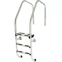   Medence létra, AISI304, extra nagy ívű, 4 fokos, ezüst, rozsdamentes acél, csúszásmentes, ergonomikus (AS-113014)
