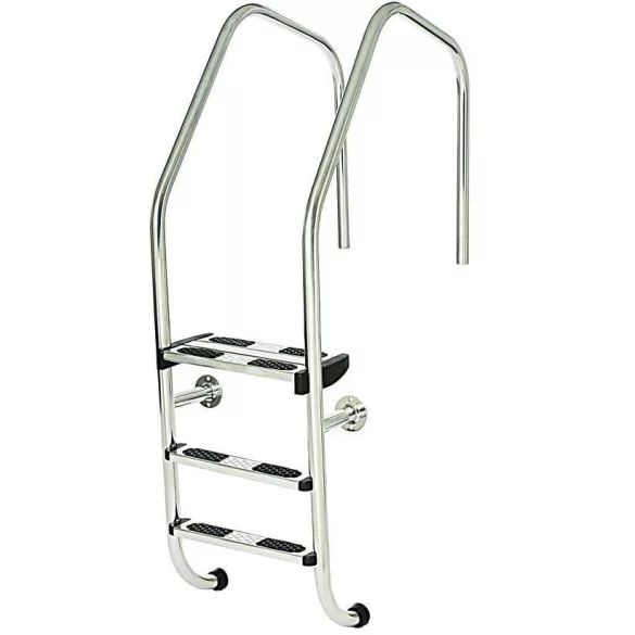 Medence létra, AISI304, extra nagy ívű, 4 fokos, ezüst, rozsdamentes acél, csúszásmentes, ergonomikus (AS-113014)
