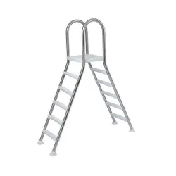   Medence létra, AISI316, kétágú, 5+5 fokos, 1, 5 m, ezüst, rozsdamentes acél, csavarozható, műanyag rögzítőelemek (AS-118002)