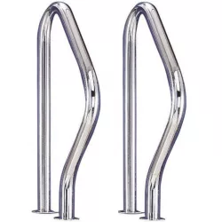   Medence korlát, AISI316L, 795 x 490 mm, ezüst, rozsdamentes acél, polírozott, karimás rögzítés, 1 pár