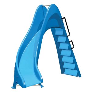 Medence csúszda, balos, lépcsős kivitel, 1,75 m, vízköpős nedvesítés, csúszásmentes lépcsők, alumínium fogantyúk, UV-álló üvegszálas kivitel