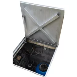   Aknafedlap, 600 x 600 mm, teleszkópos, AISI 304 rozsdamentes acél, burkolható, 25 mm tálcamélység
