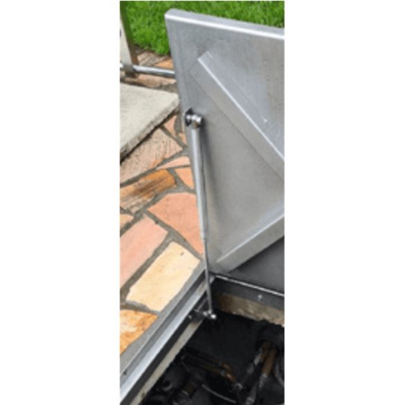 Aknafedlap, 800 x 800 mm, teleszkópos, AISI 304 rozsdamentes acél, burkolható, 15 mm tálcamélység