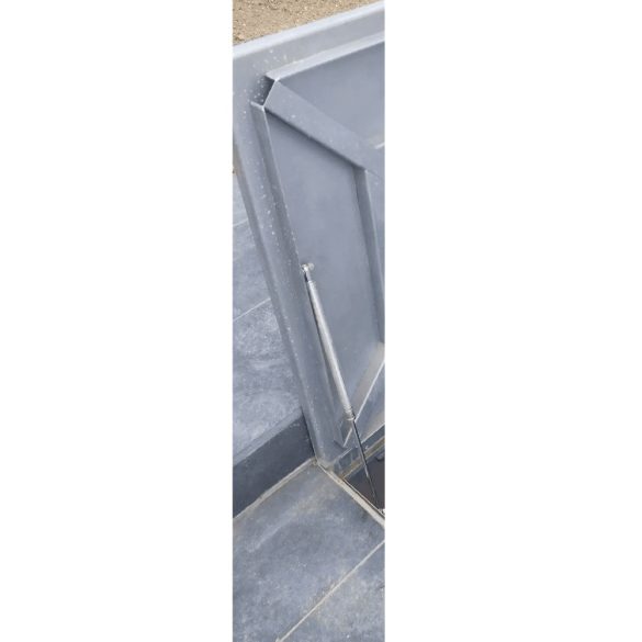 Aknafedlap, 800 x 800 mm, teleszkópos, AISI 304 rozsdamentes acél, burkolható, 35 mm tálcamélység