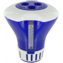   Úszó vegyszer adagoló medencéhez, hőmérővel, 17 cm, sötétkék/fehér