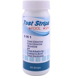   Vízelemző, tesztcsíkos, pH / Klór / Bróm / TA / TH / TC / CYA szint méréséhez, 50 db tesztcsík