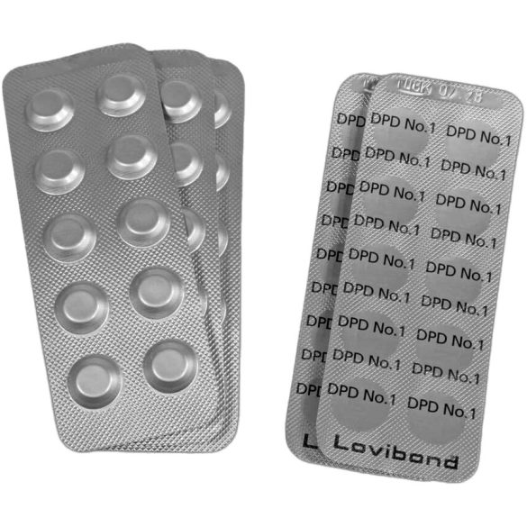 Pótreagens indikátor DPD1 tabletta, szabad klór méréshez, PoolLab és PrimeLab készülékekhez, 10 levél / csomag