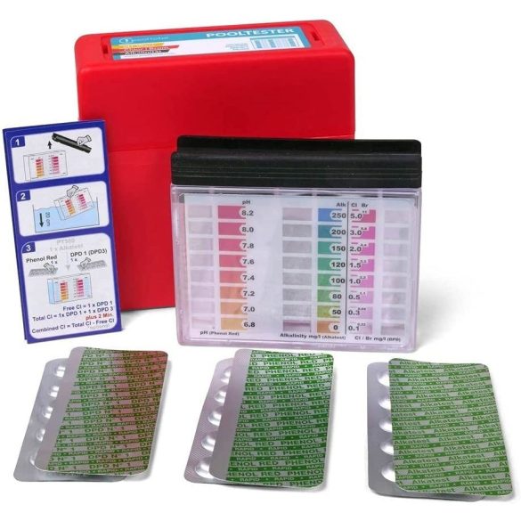 PoolTester PT500 vízelemző, tablettás, pH / Klór / Bróm / TA szint méréséhez