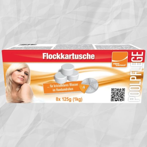 Pelyhesítő tabletta, Aquacorrect Superflock, 8 x 125 g, fehér, tasakos, homokszűrőhöz, medence víztisztító