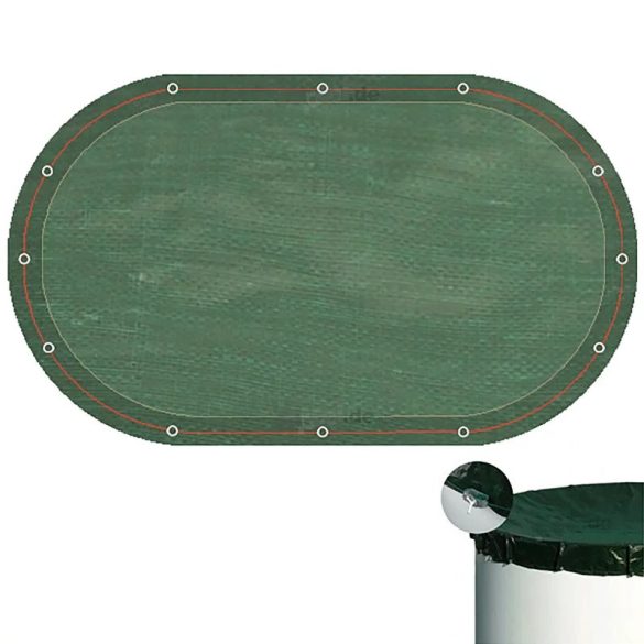 Téli védőtakaró, Supreme PE, ovális fémpalástos medencékhez, 3.6 x 7.2 m, zöld