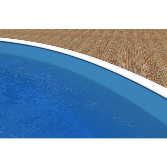 Ibiza round földbe süllyesztett fémpalástos medence, P1/P3 perem, D400 x 120 cm, kék