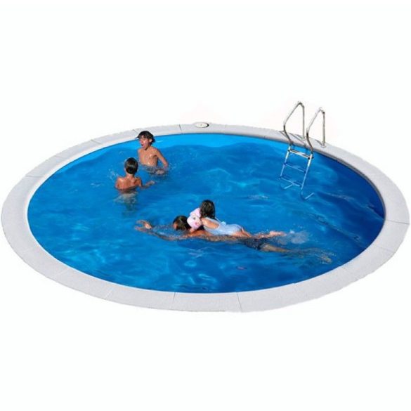 Ibiza round földbe süllyesztett fémpalástos medence, P1/P3 perem, D460 x 120 cm, kék