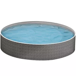   Fémpalástos medence, Azuro, szürke, 4,6 x 1,2 m, kör alakú, rattan mintás, szűrő nélkül, horganyzott acéllemez, 7 rétegű, fóliavastagság 0,5 mm