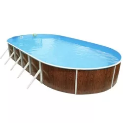   Azuro oval Wood ovális fémpalástos medence, szűrő nélkül, fa minta, D910 x 460 x 120 cm, barna