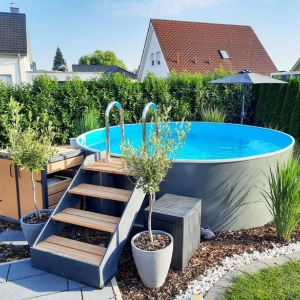 Medence belső fólia, Azuro, szürke, 3,60 x 1,10 m, UV álló, 0,25 mm, kör alakú fémpalástos medencéhez