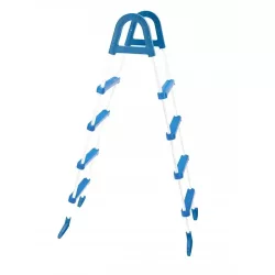   Medence létra, Azuro, kétágú 4+4 fokos, 120 cm, szürke, horganyzott acél, műanyag lépcsőfokokkal (AS-185432)