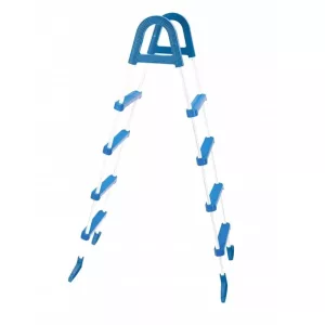 Medence létra, Azuro, kétágú 4+4 fokos, 120 cm, szürke, horganyzott acél, műanyag lépcsőfokokkal (AS-185432)