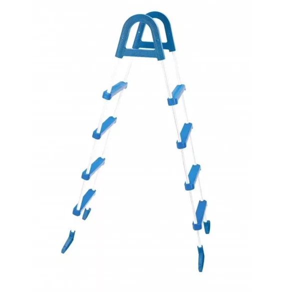 Medence létra, Azuro, kétágú 4+4 fokos, 120 cm, szürke, horganyzott acél, műanyag lépcsőfokokkal (AS-185432)